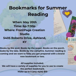 Flyer for May 20, 2025 bookmark class.