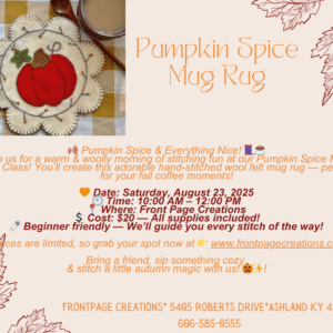 Pumpkin Spice Mug Rug - Stitching Class