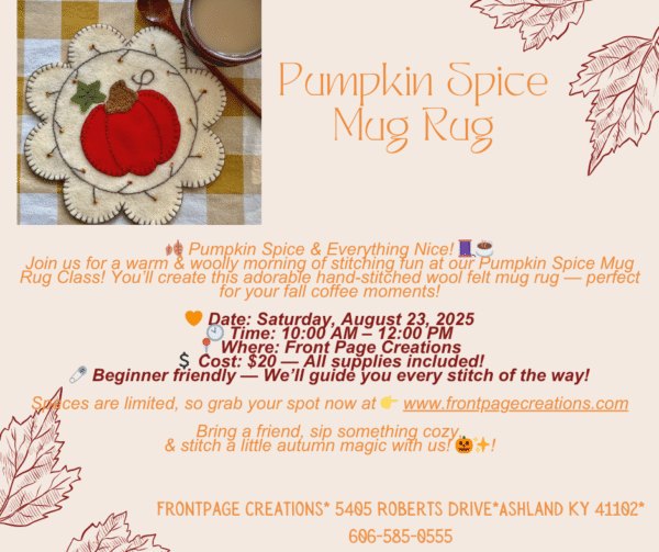 Pumpkin Spice Mug Rug - Stitching Class